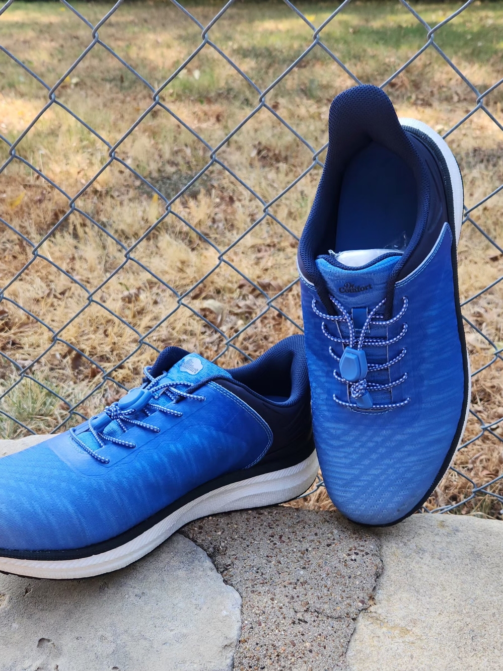 Dr.Comfort Men's Blue Athletic Lace-Lock Sneakers
